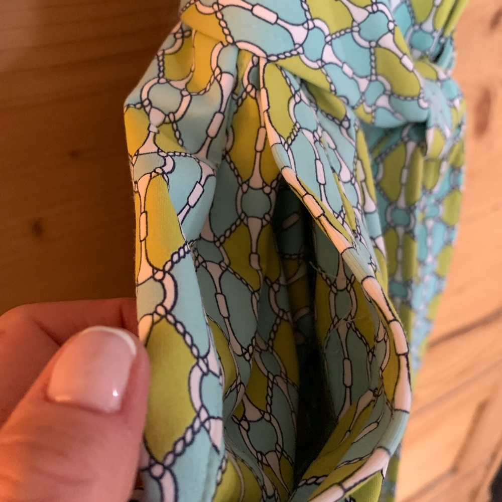 J McLaughlin XL Catalina Cloth aqua/teal,  belted dress with pockets. - Picture 5 of 6